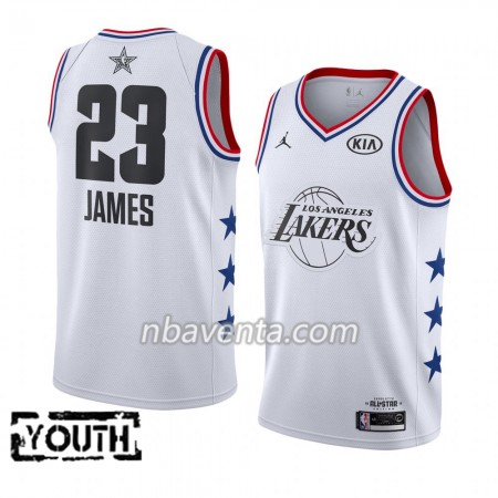 Camiseta Niños Los Angeles Lakers LeBron James 23 2019 All-Star Jordan Brand Blanco Swingman